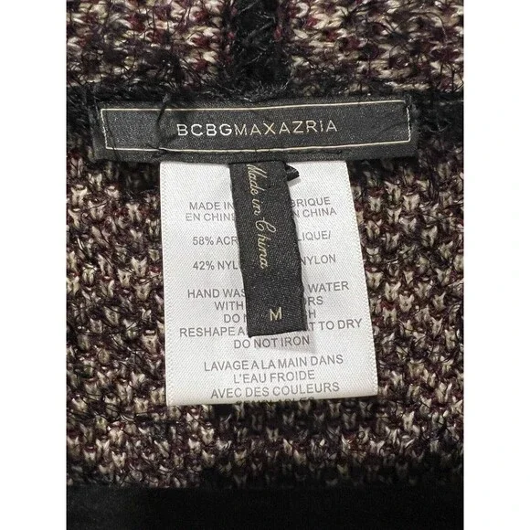 MAXSPORT BCBGMaxazaria Cardigan Sweater Open Front Long Black Tan Women Size Med - Picture 6 of 11
